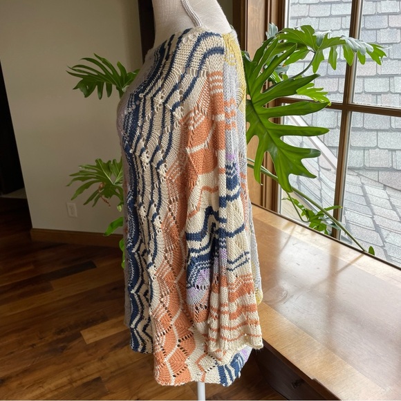 Easel Los Angeles Multicolor Colorful Knit Kimono Sleeve Boatneck Sweater - Picture 2 of 11